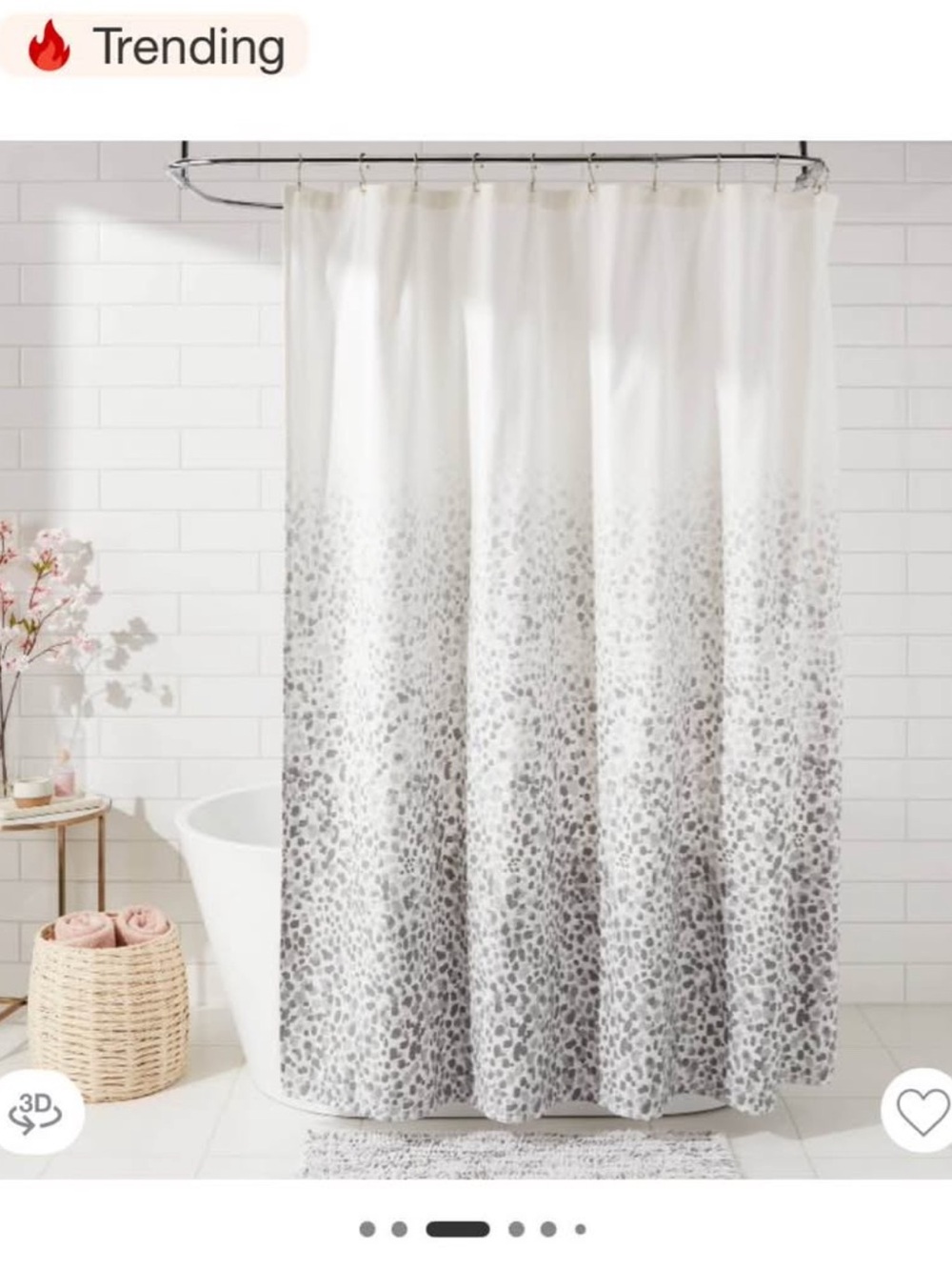 Threshold Shower Curtain in White and Gray - Modern Ombre Dot Leopard Design